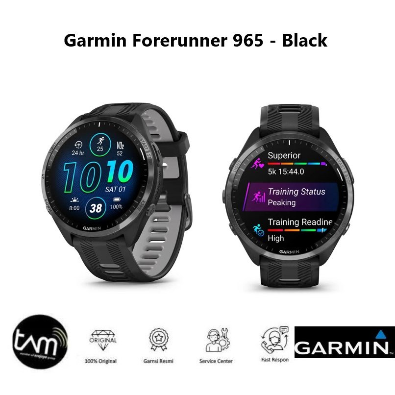 Garmin Forerunner 965 - Black - Garmin Forerunner 965 GARANSI RESMI