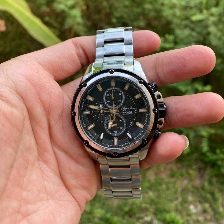 Jam Tangan Pria Alexandre Christie AC 6300 MC Original Chronograph Rantai Stainless
