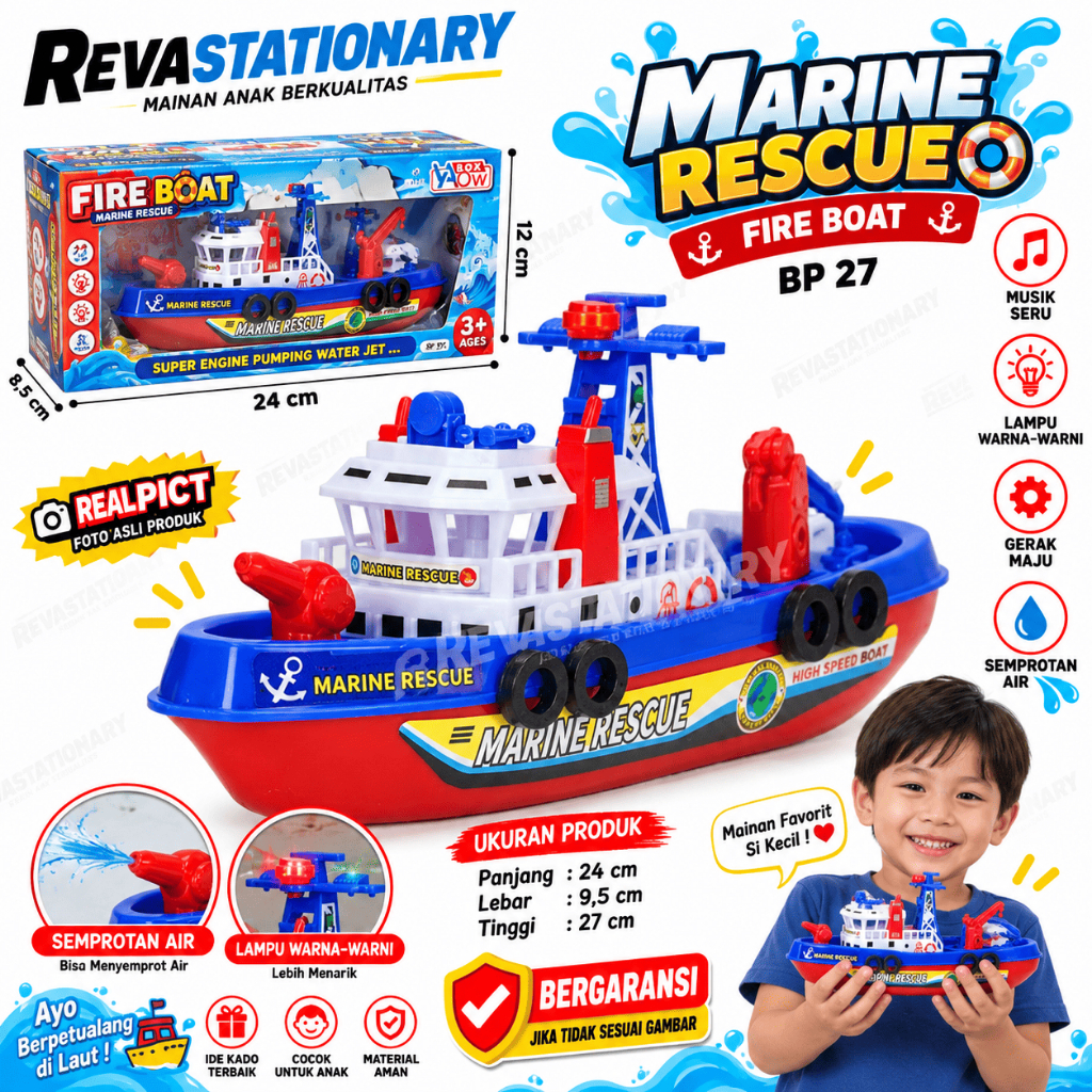 Mainan PERAHU LISTRIK Anak Mainan Kapal Laut Kapal Semprotan Air Musik Lampu