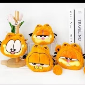 gantungan kunci dompet koin garfield ganci dompet kucing oren garfield pouch bulu boneka