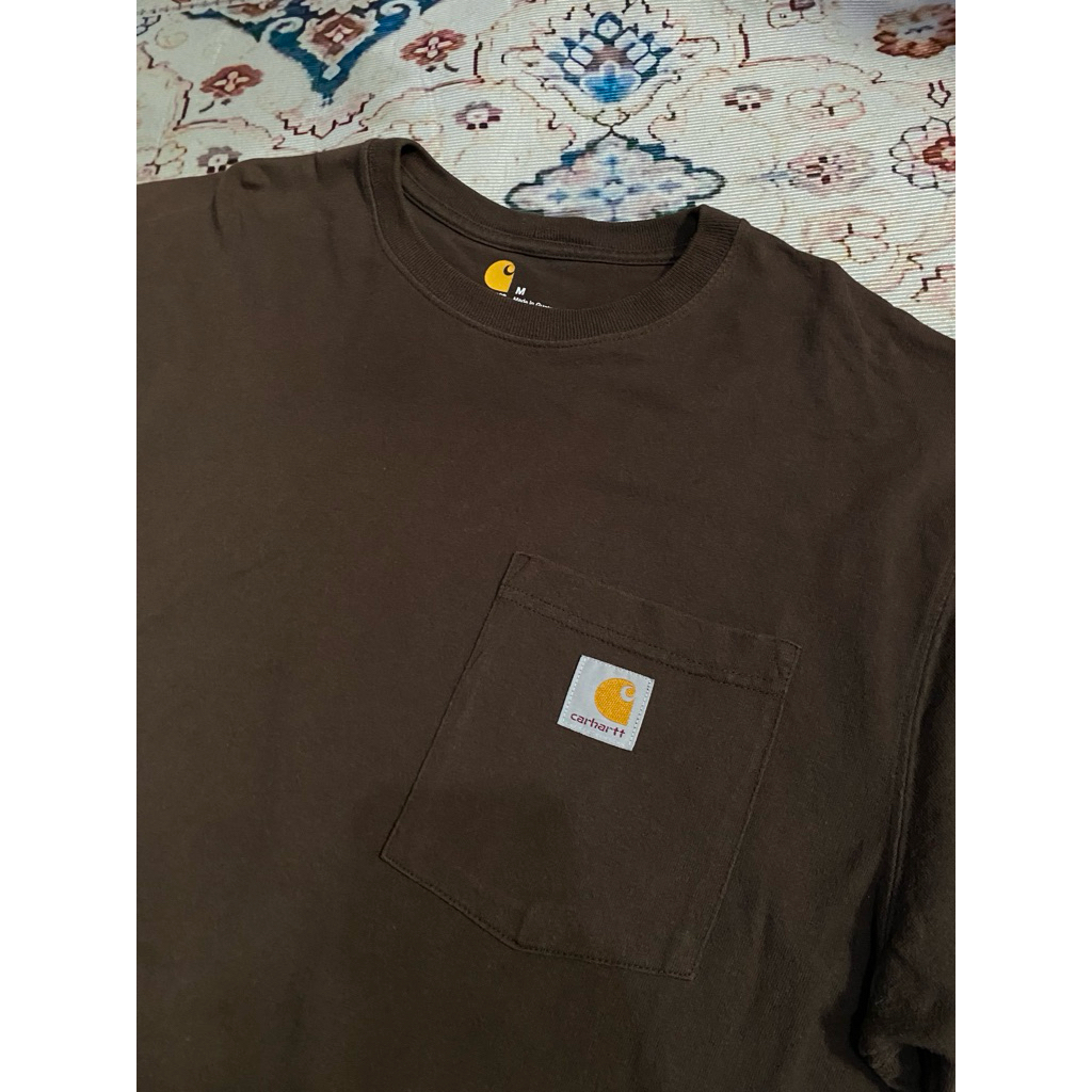 Carhartt Pocket Tee White Dark Brown