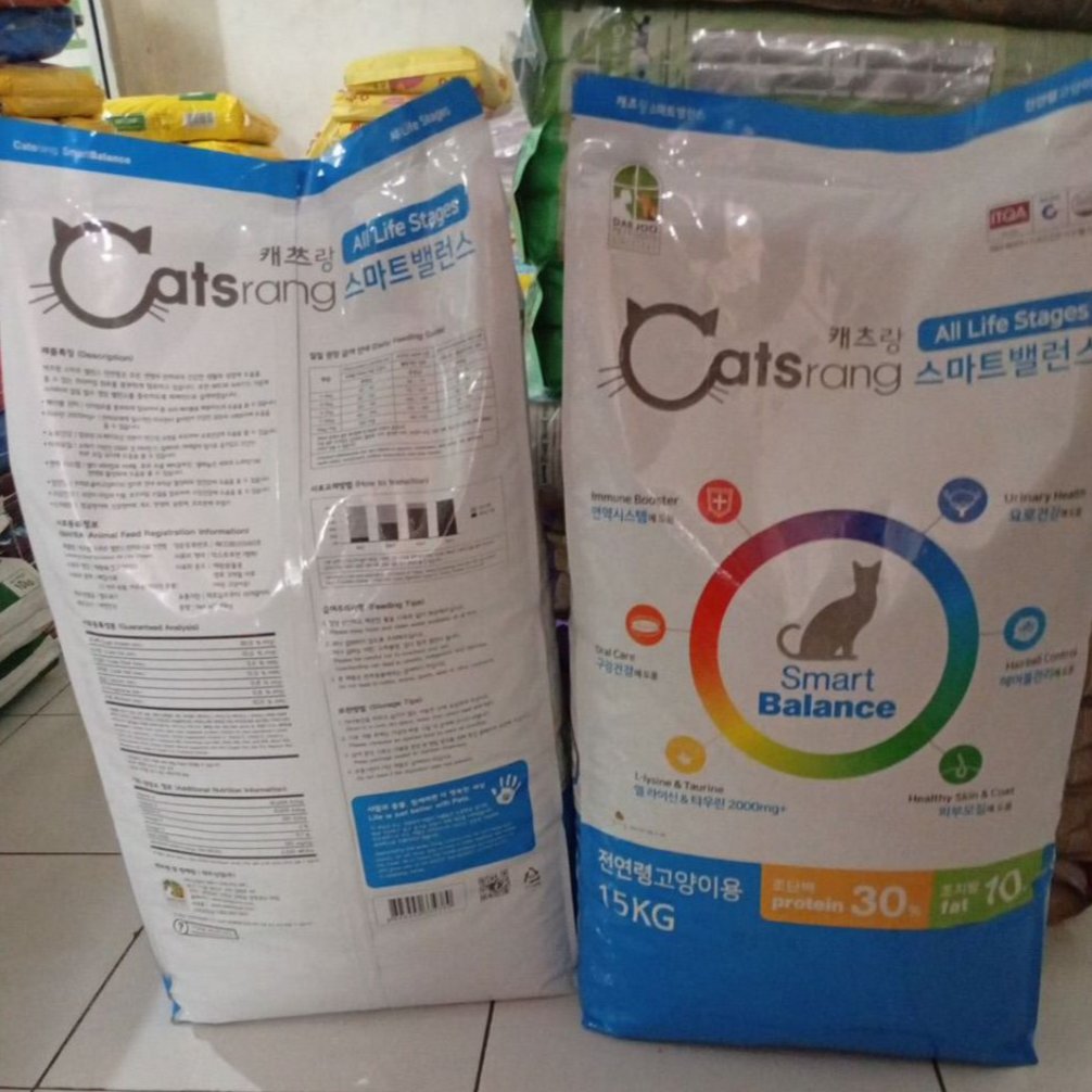 Catsrang Smart Balance 15kg Makanan Kucing Protein 30% Taurine 2000mg Yucca Extract Propolis Hairbal