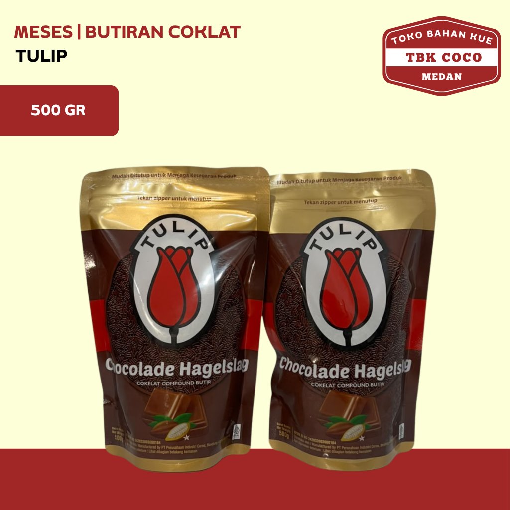 Tulip Meses 500 gr (Pouch) | Coklat Butir | Meses Premium | Meses Tulip Hagelsag | Ceres