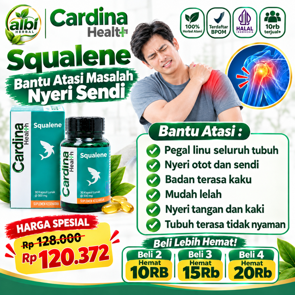 CARDINA Health Squalene Suplemen Minyak Ikan Hiu Vitamin D K Vitamin K 30 Softgel