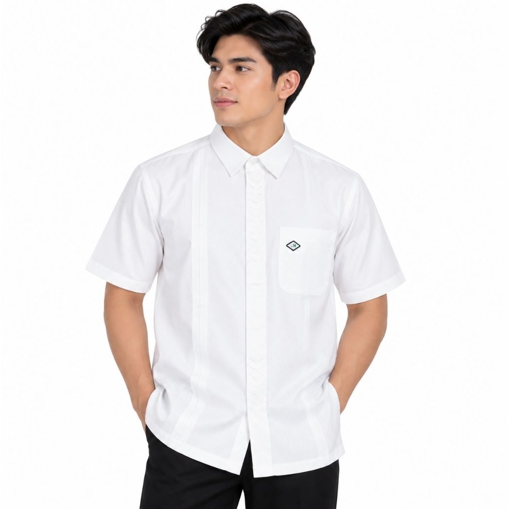 Koko Al Mia Hizam Lengan pendek Putih Premium Motif Bordir Timbul