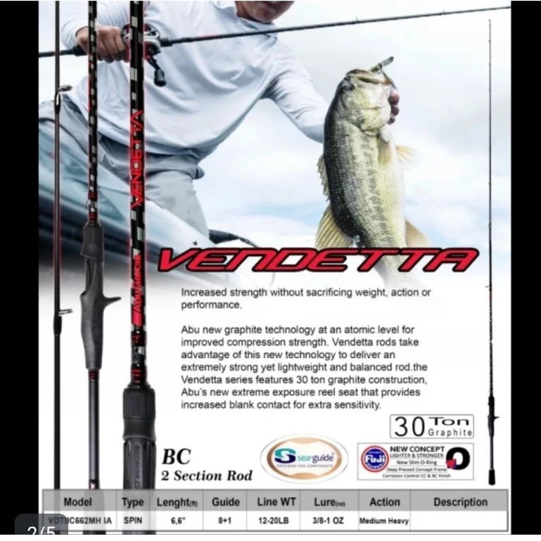 joran abu garcia vendetta II 662 MH bc baitcasting