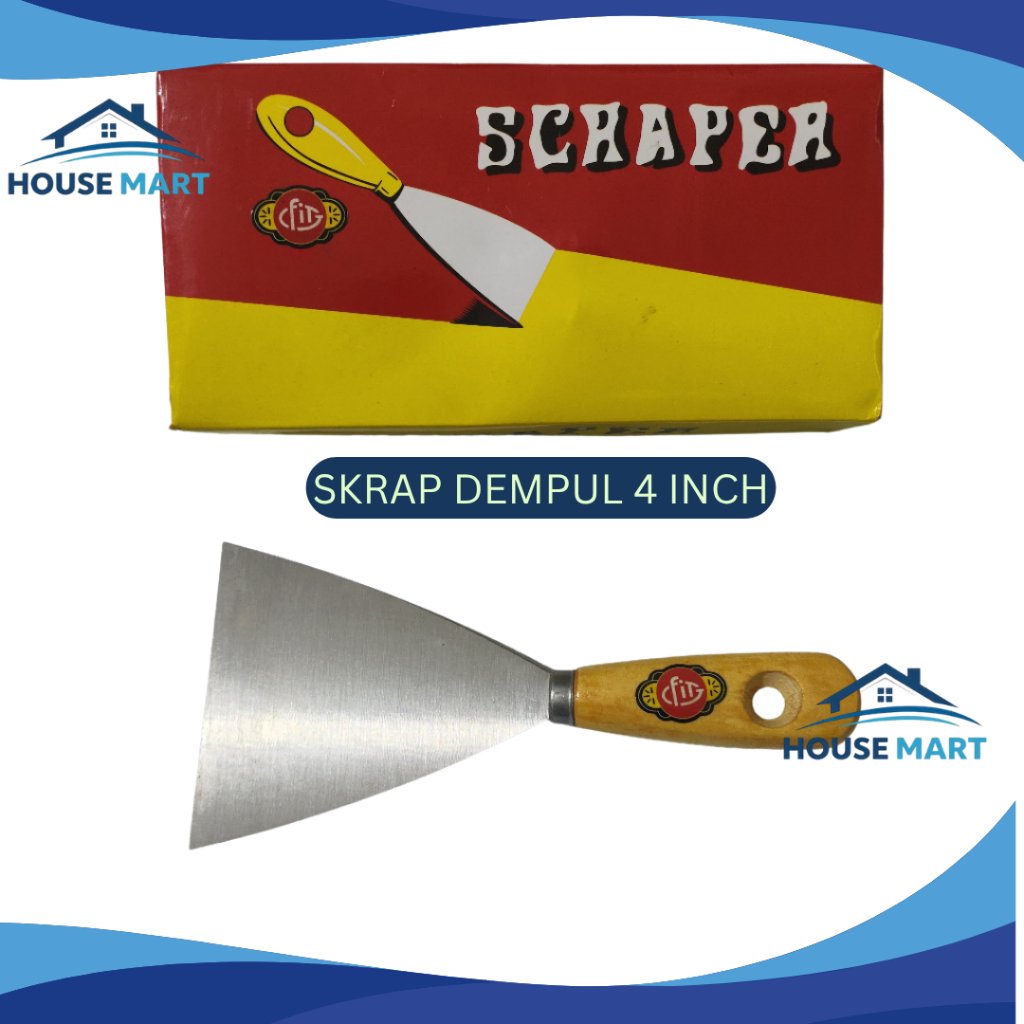 4" SKRAP DEMPUL / SEKRAP DEMPUL 4" INCH GAGANG KAYU FIT /SKRAP DEMPUL 4 INCH