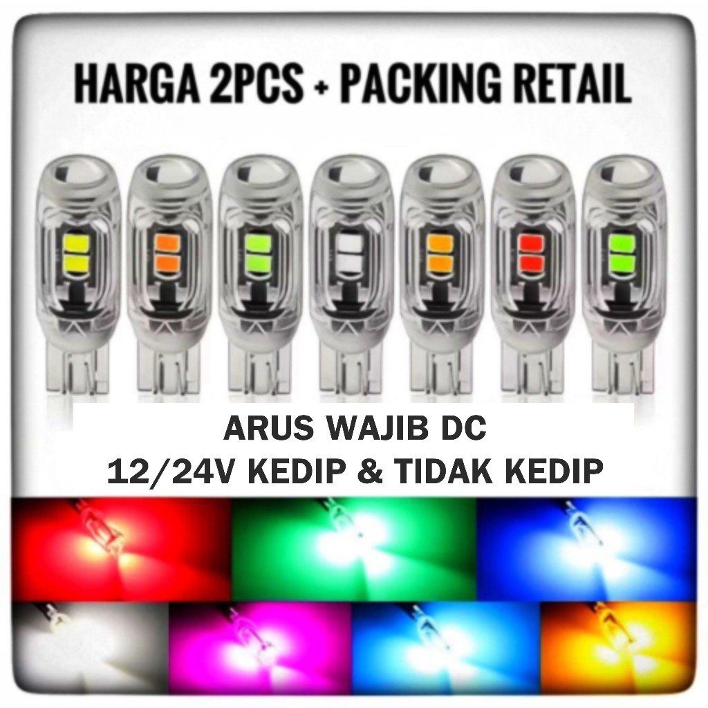 (SEPASANG) Lampu LED Sein Senja Mundur T10 5 SMD 3030 12&24V Universal Mobil Motor