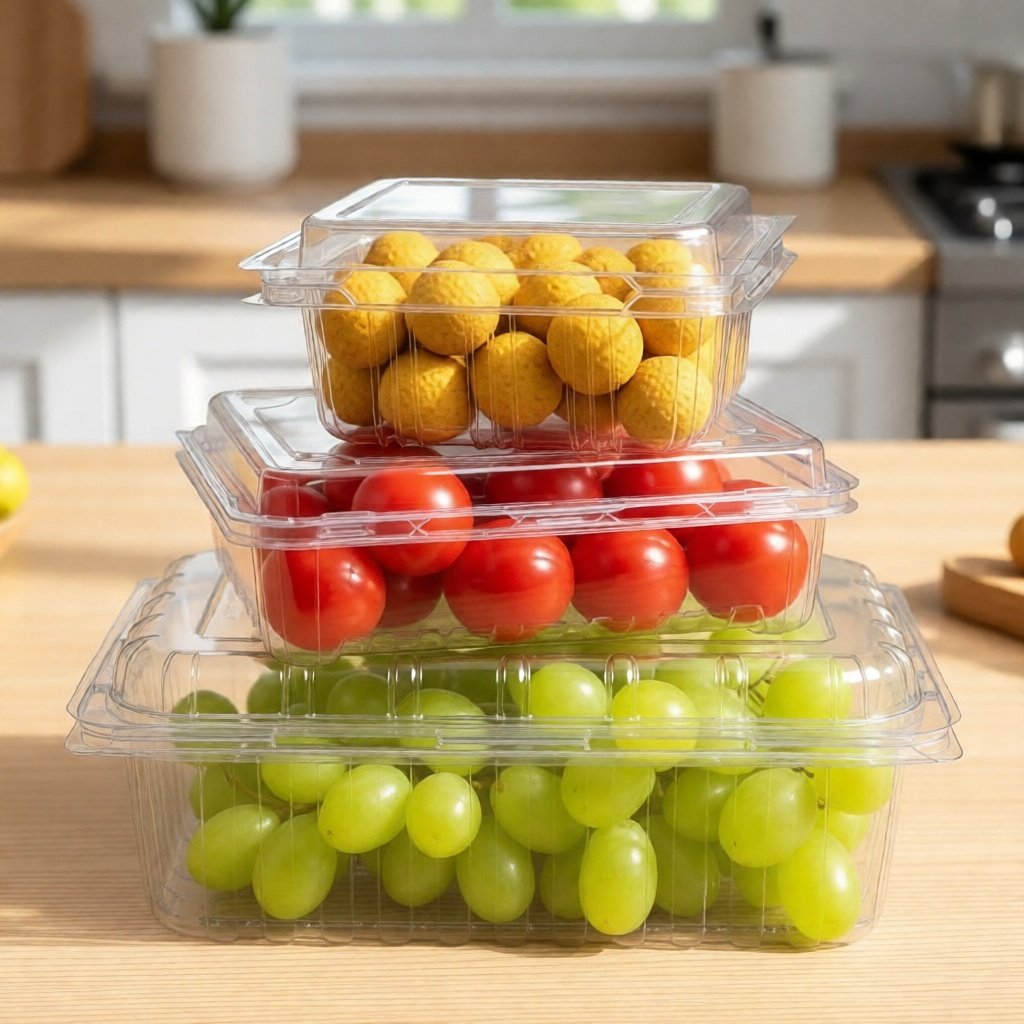Mika Strawberry ISI 25pcs  - Tray Kotak Buah Mini Persegi / Mika Buah / Mika Kotak Buah