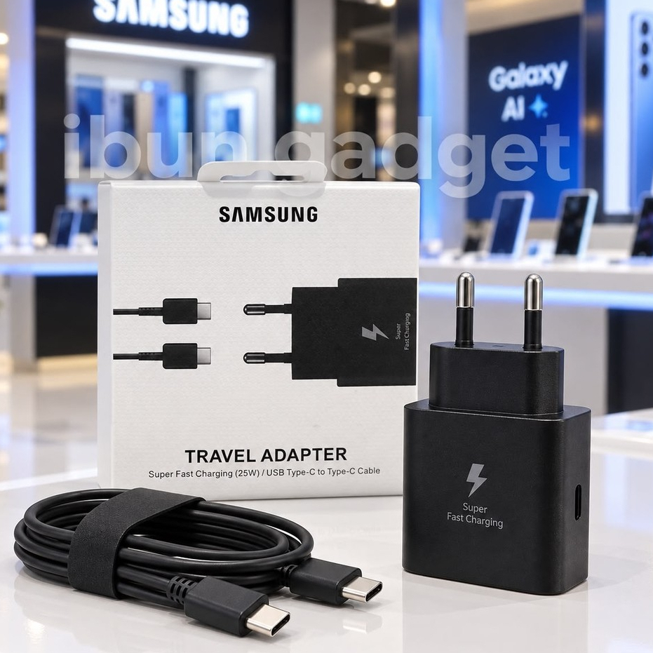 Charger Samsung 25W Fast Charging Super Fast Charger USB Type C Adapter HP Samsung