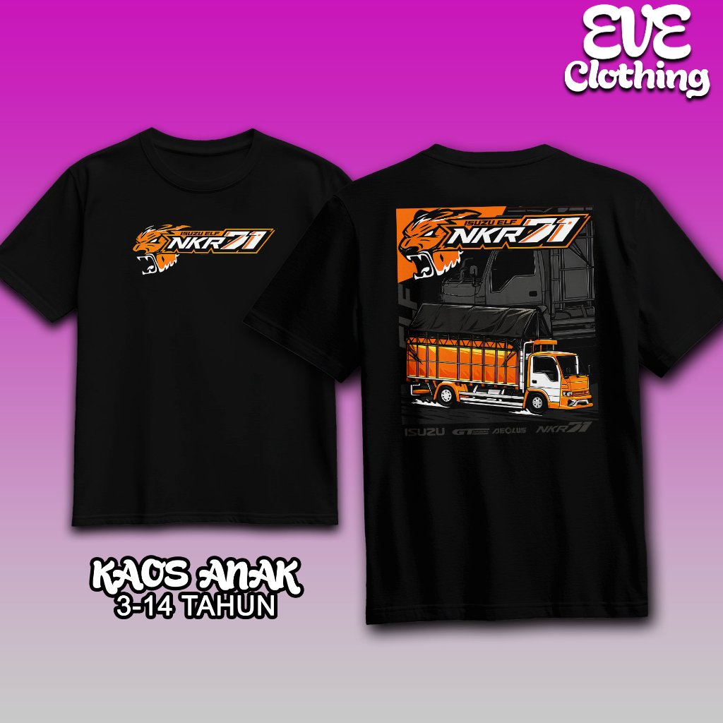 KAOS ANAK TRUK ISUZU ELF NKR71 UMUR 3-14 TAHUN | BAJU ANAK TRUK ELF KATUN COMBED TEBAL BISA COD