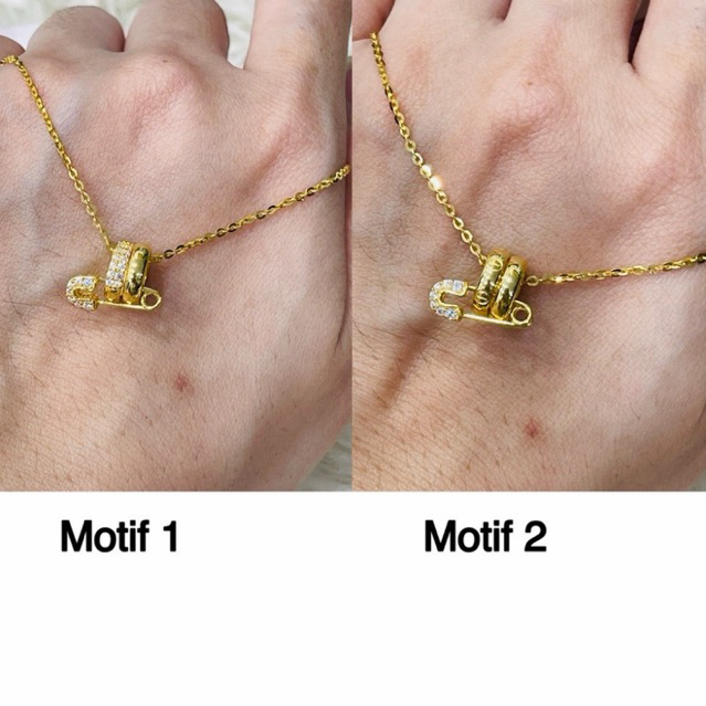 kalung serut fancy ring peniti AD simple elegant emas asli kadar 700