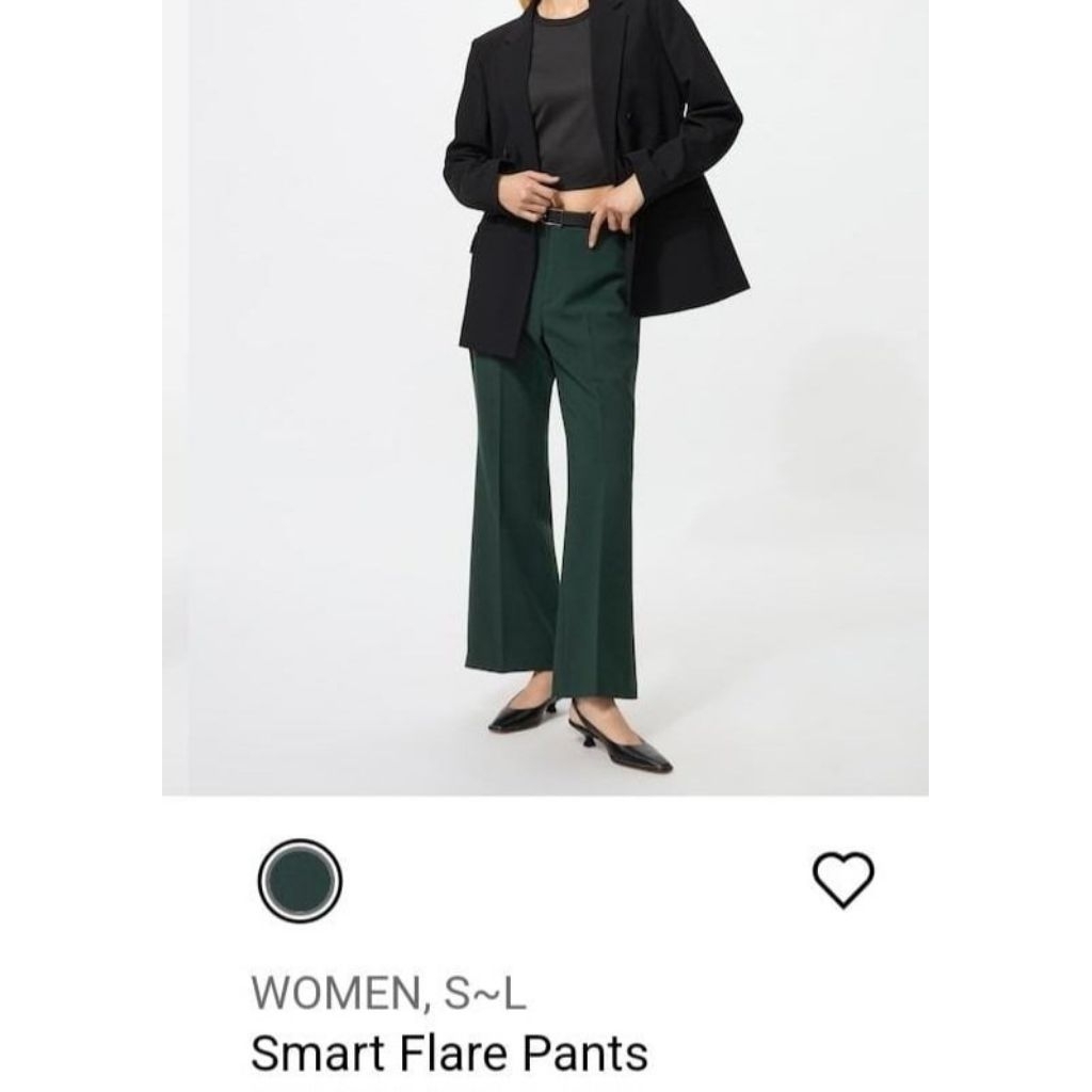 Uniqlo smart flare pants hijau size S