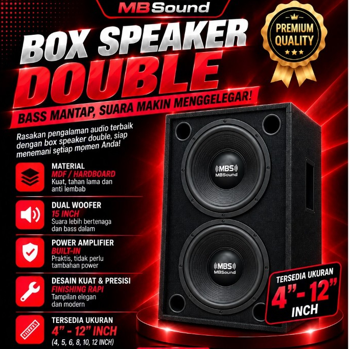 MBSound Box Speaker Dobel 4",5",6",8",10",12",15", Inch Woofer SubWoofer Bass Horeg Empuk bahan prti