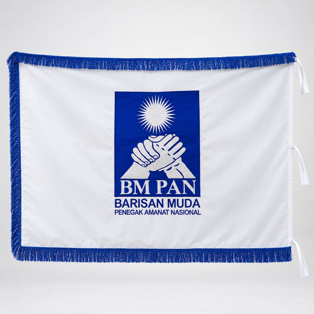 Bendera Pataka BM PAN Partai Amanat Nasional 90x135 cm Bendera Ruangan Bordir Kain Beludru