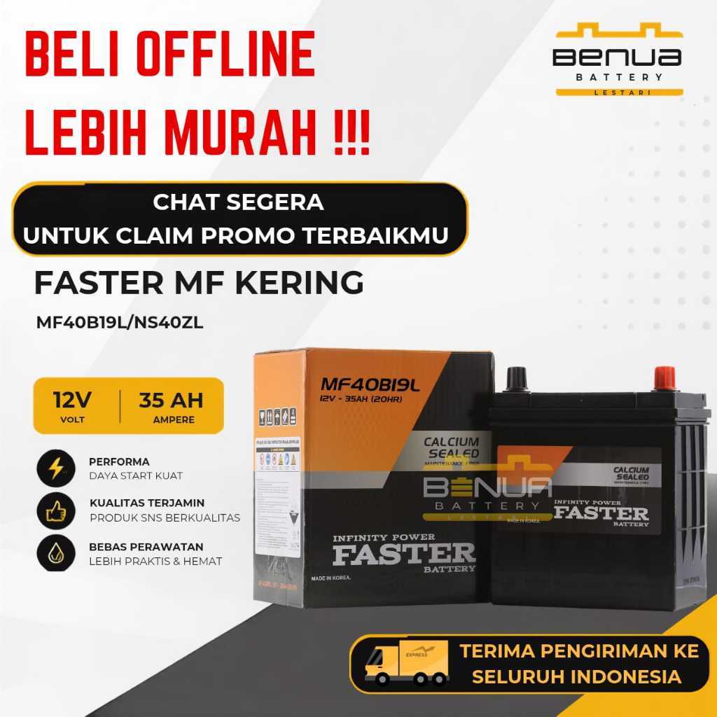 Aki Faster KERING NS40ZL / Aki 40B19L / Aki NS 40ZL / Aki Mobil 12V 35Ah Maintenance Free Original