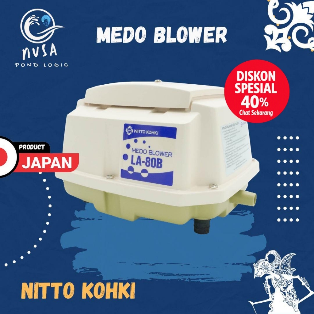 Nitto Air Blower Medo LA 80B Compressor Air Pump Pompa Udara Kolam
