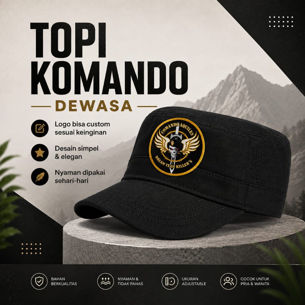 NDC- Topi Komando Dewasa Premium / Topi komando Garuda Command Cadet Hat Unisex