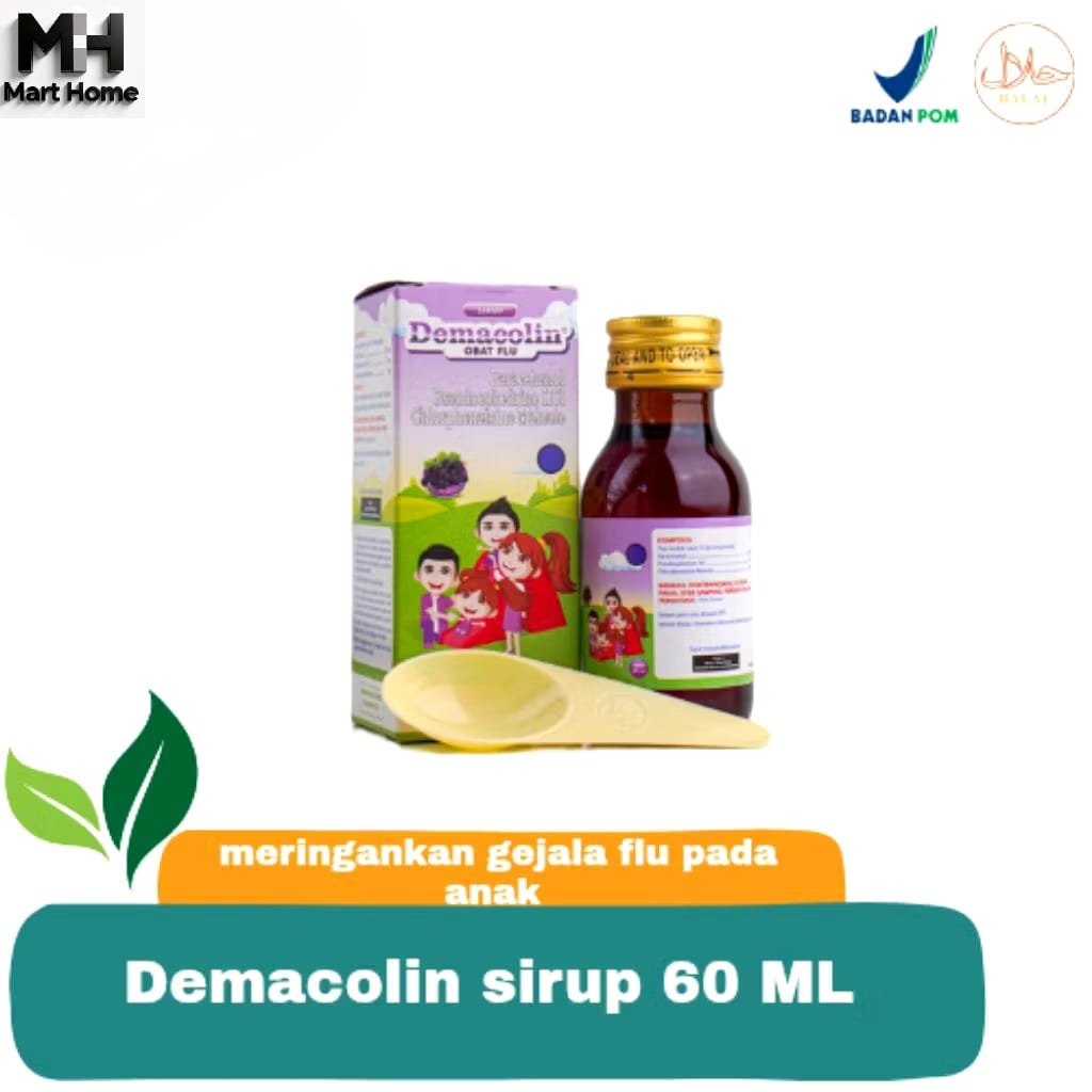 Obat Flu Anak Demacolin Sirup 60ml — Paracetamol + Pseudoephedrine BPOM [mart_home]