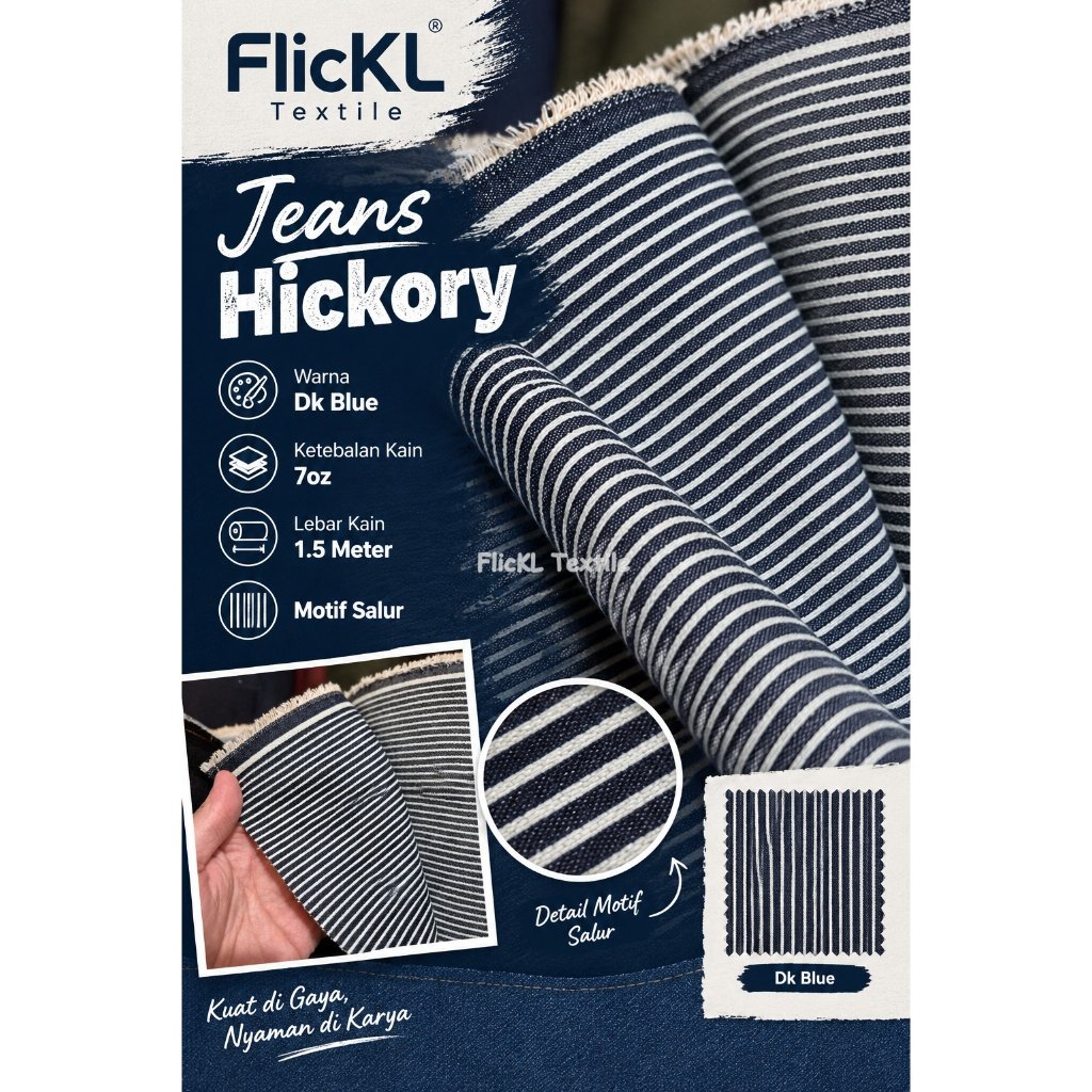 Kain Hickory Bahan Denim Hickory Stripe Denim Hickori Jeans Salur
