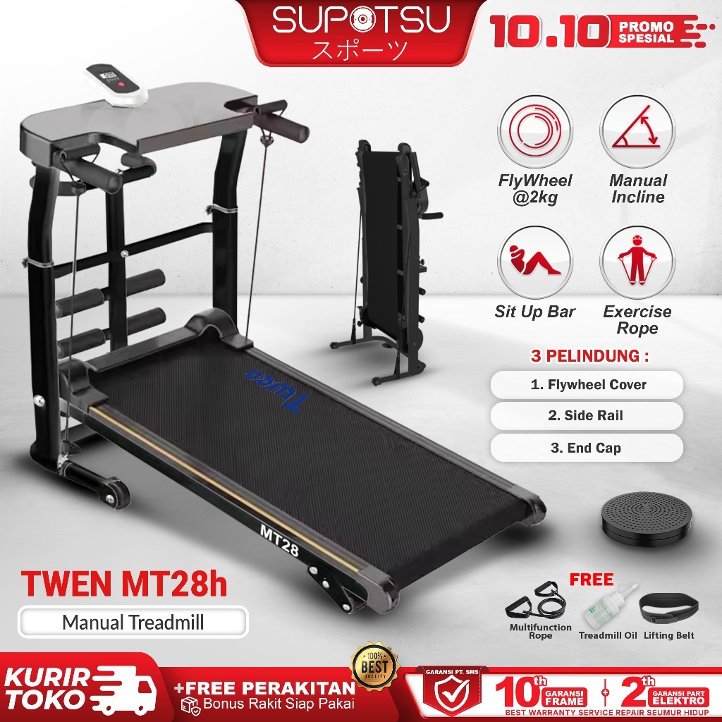 TWEN MT31 MT38 Treadmill Tanpa Listrik Treadmill Manual Treadmill Multifungsi Treadmill Lipat Alat O