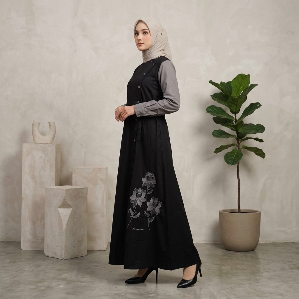 Gamis Amanda Fuji  Bordir Rayon Twill Premium