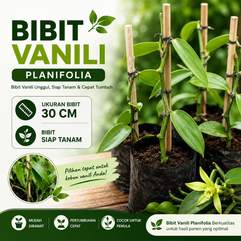 Bibit Vanili Planifolia | Bibit Tanaman Vanili Unggul Siap Tanam | Vanili Sehat Berkualitas