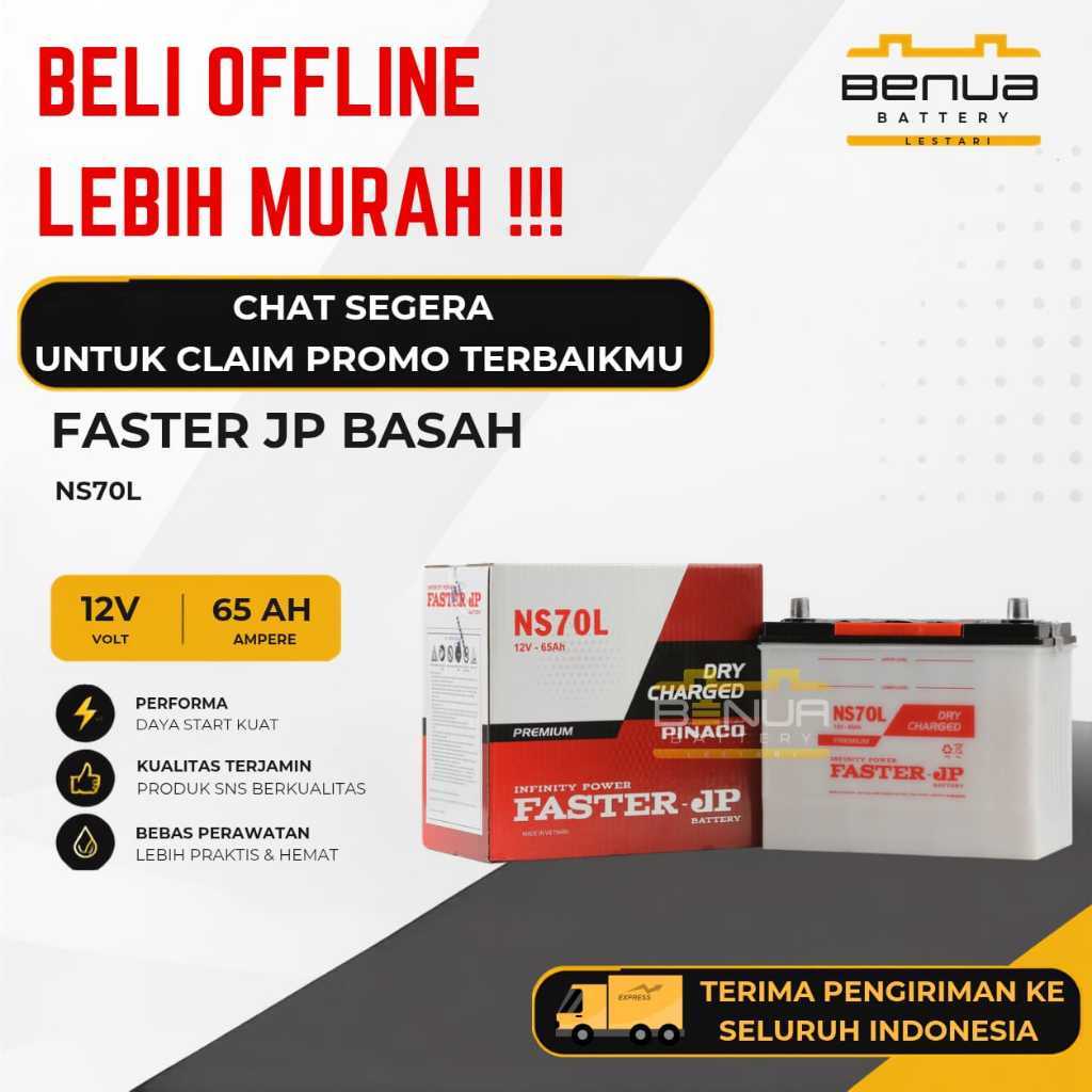 Aki Faster JP BASAH NS70L / Aki NS 70L / Aki Mobil 12V 65Ah Original Faster