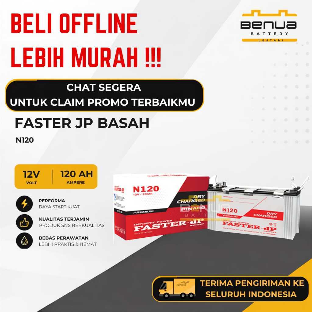 Aki Faster JP BASAH N120 / Aki N 120 / Aki Truk 12V 120Ah Original Faster