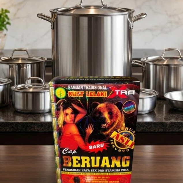 Panci Stock Pot 5555/555 Stainless Steel 4 Set bruang hitam