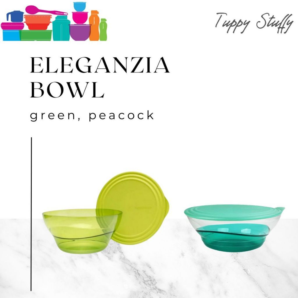 Tupperware Eleganzia Bowl- Green I Wadah es buah crystal kedap aeshtetic, mangkok wadah makanan