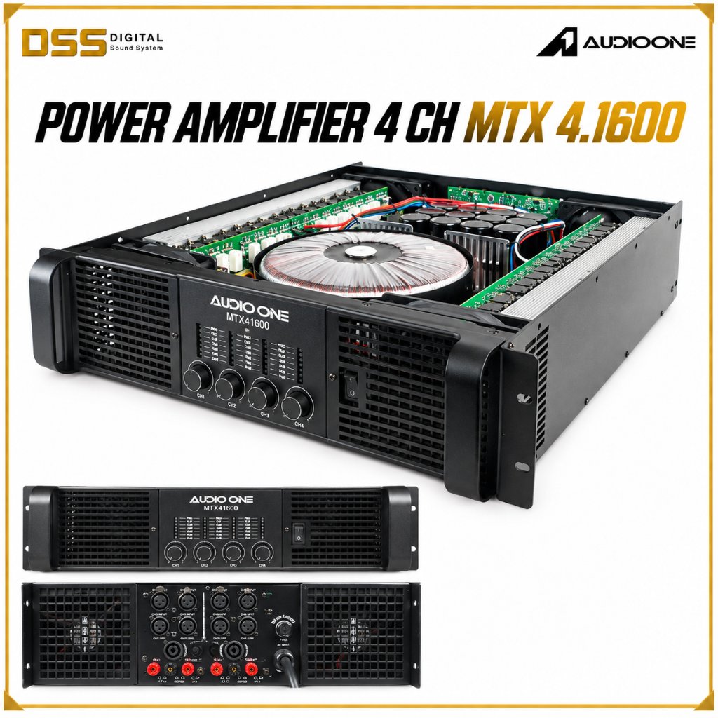 Power Amplifer 4 Channel AudioOne MTX 4.1600 Professional Sound System Original I DSS