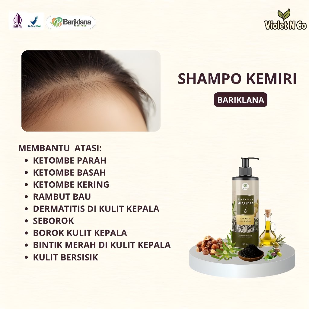 Shampo Kemiri Menumbuhkan Anak Rambut , Baby Hair, Memperkuat Akar Rambut, Mengurangi Rambut Rontok,
