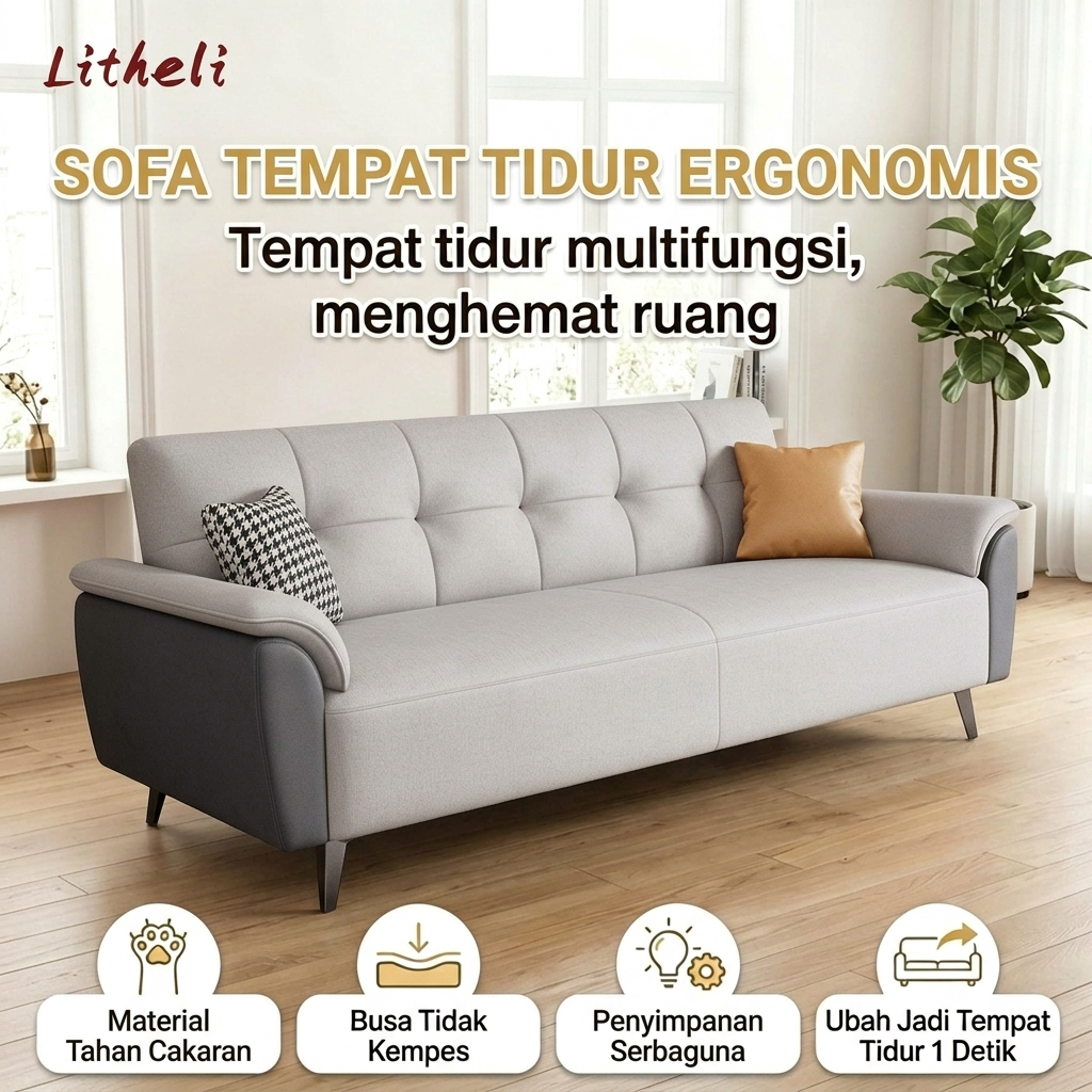 Litheli Sofa ruang tamu Sofa minimalis ruang tamu kecil Sofa malas Sofa bed lipat Kursi sofa