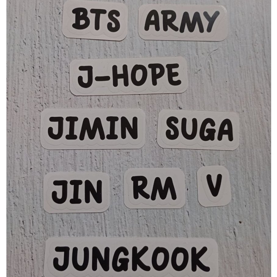 BTS - Sticker Transparan Nama Member Print Cut