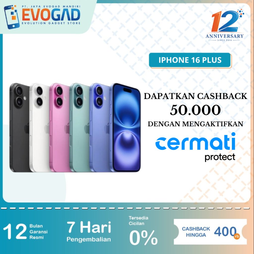iPhone 16 Plus 128GB, 256GB, 6.7 inches, A18 Pro Super Retina XDR OLED | Garansi Resmi 1 Tahun Plus 