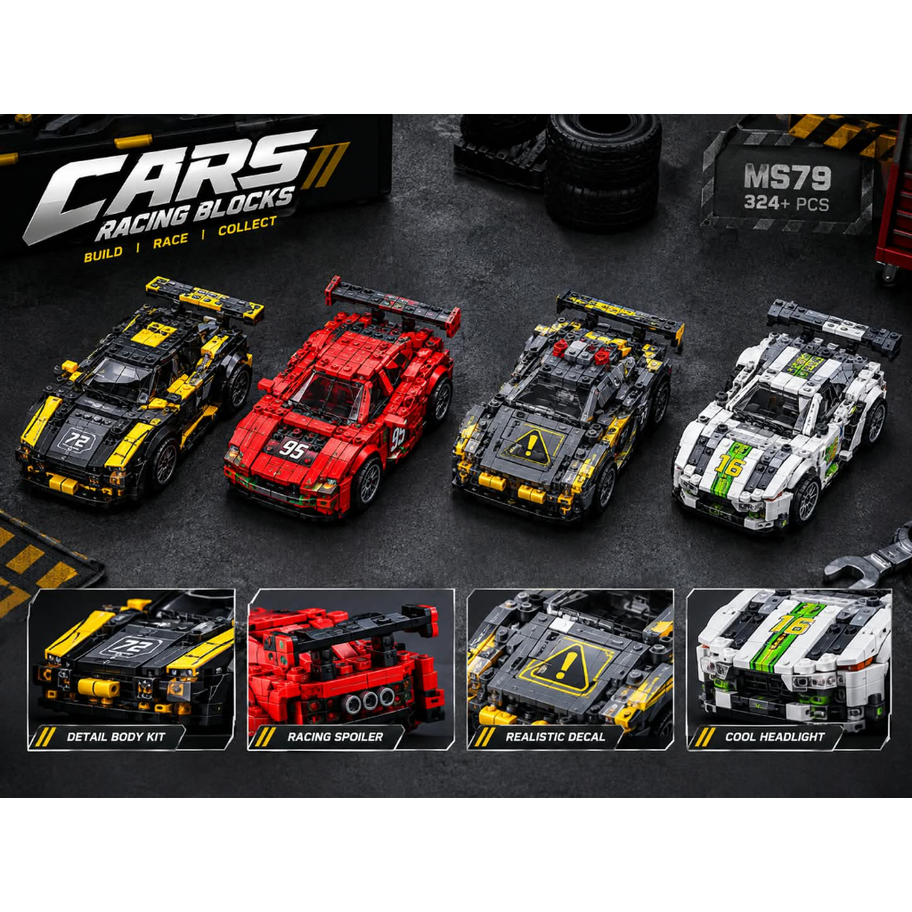 BCTOYS Cars Racing Blocks 324Pcs Mainan Mobil Rakit Lego Anak Edukasi Mobil Balap Cars Racing Mainan