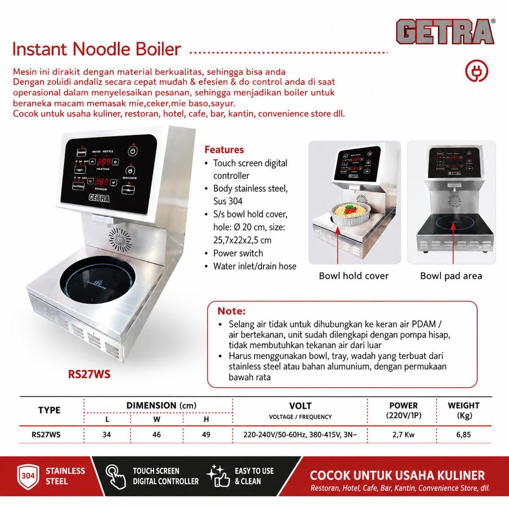 GETRA RS27WS INSTANT NOODLE BOILER
