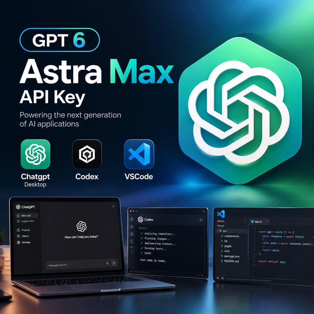 Gpt 6 Astra Max API key Support Chatgpt Dekstop, VSCode, Codex CLI