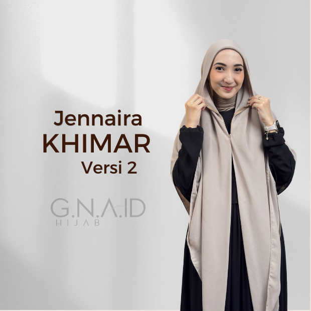 G.N.A.ID - Jennaira Khimar Zipper Syar'i Versi 2 - Size L 150cm x 150cm - Segi Empat Instan - Ceruty