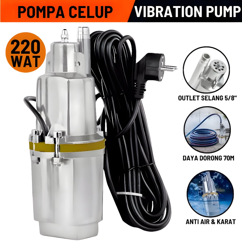 Pompa Celup Sumur Dalam 70 Meter Submersible Pump Pompa Sumur 70M AC 220V Pompa Sibel Vibration pump