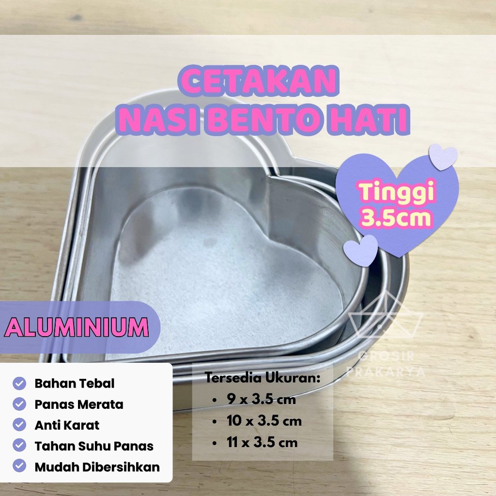 SATUAN CETAKAN NASI BENTO BENTUK HATI / LOVE Tinggi 3.5cm Kue Ulang Tahun Cetakan Bento Cake Mini Ke