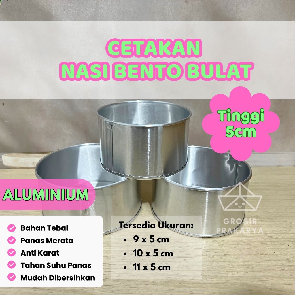 SATUAN CETAKAN NASI BENTO BENTUK BULAT Tinggi 5cm Bekal Sekolah Kue Cake Mold Cetakan Bento Cake Min