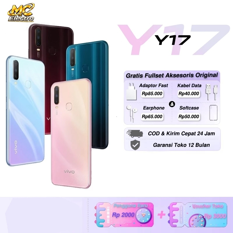HP VIVO Y17 RAM 8/256GB Baterai 5000mAh Second Mulus Fullset Garansi Toko 1 Tahun.
