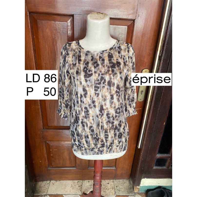 Eprise Leopard Top Blouse Atasan Wanita Motif Macan Furing