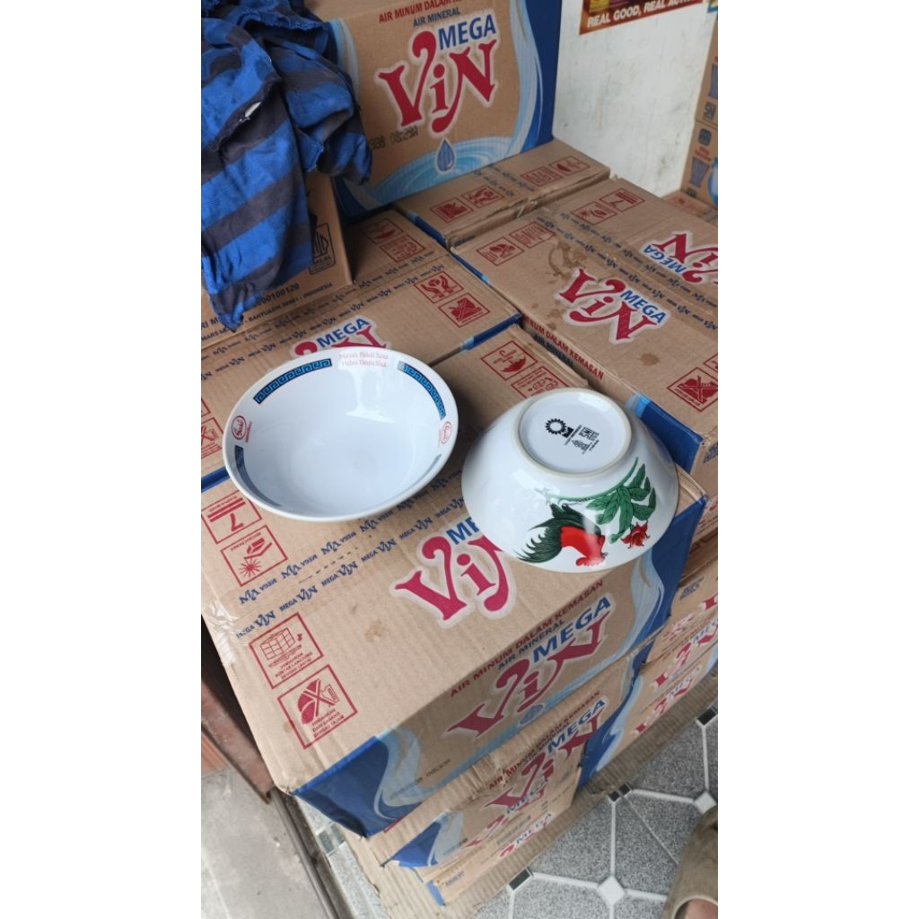 Mangkok Keramik Ayam Jago 1 Lusin 12 Pcs