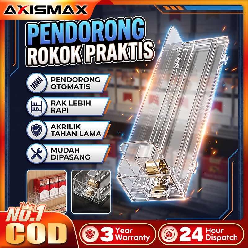 AXISMAX  Rak Rokok Acrylic Otomatis 2PCS 28cm Pusher Rokok Display Holder Dengan Sistem Dorongan Oto