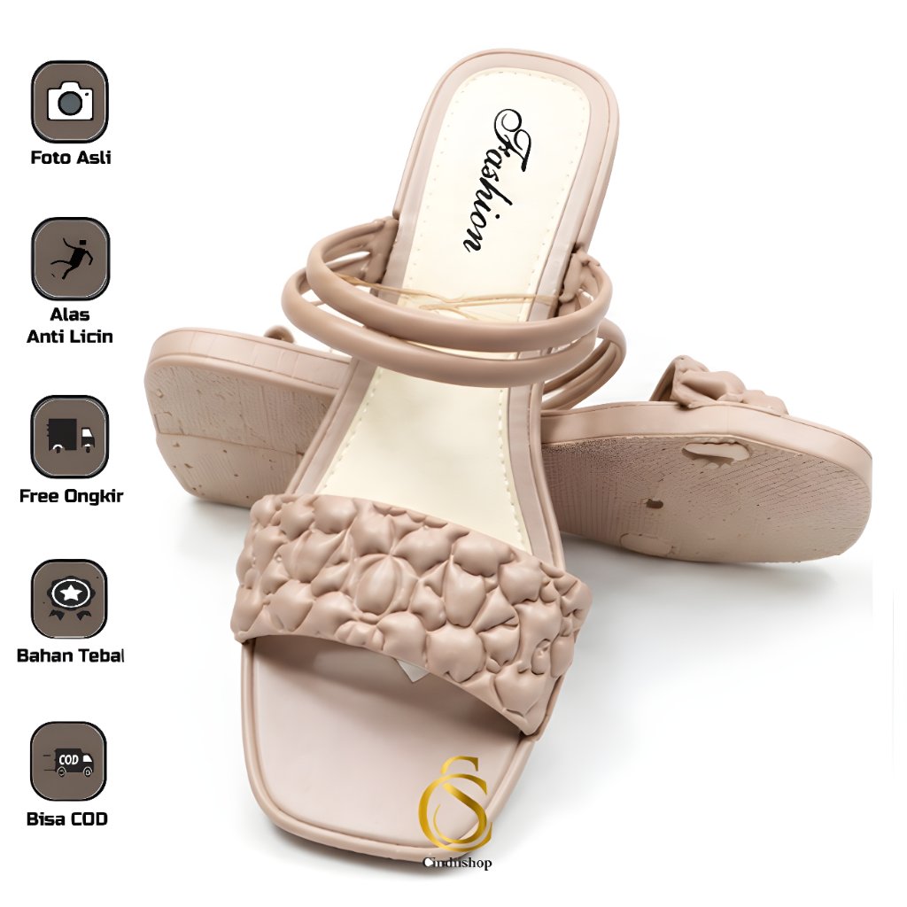 Sandal Sepatu Karet Wedges Wanita Motif Kulit Buaya Sendal Heels Slop Jelly