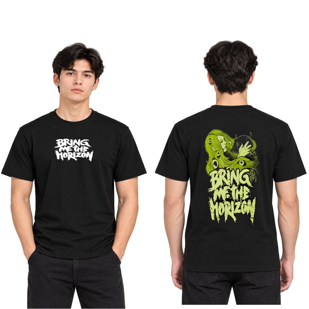 Kaos Distro Pria Hitam Premium Original 100% BMTH T-shirt Streetwear Man Black Cotton Combed 30s