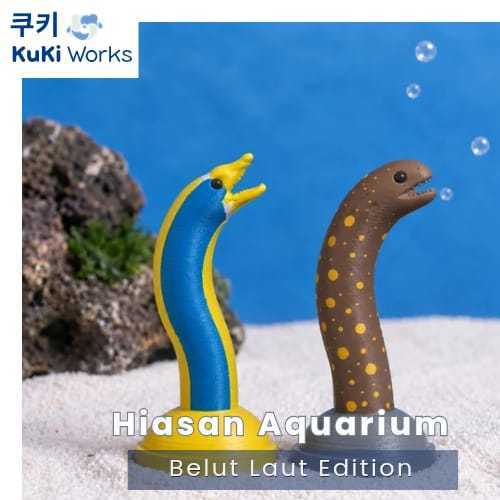 Hiasan Aquarium Belut Laut Eel Moray Belut Pita Biru Lucu Dekorasi Aquascape Pajangan Ikan KuKi Work